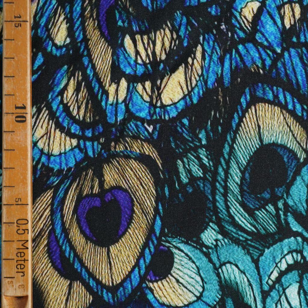 Viskose Druck Pfau grün türkis blau